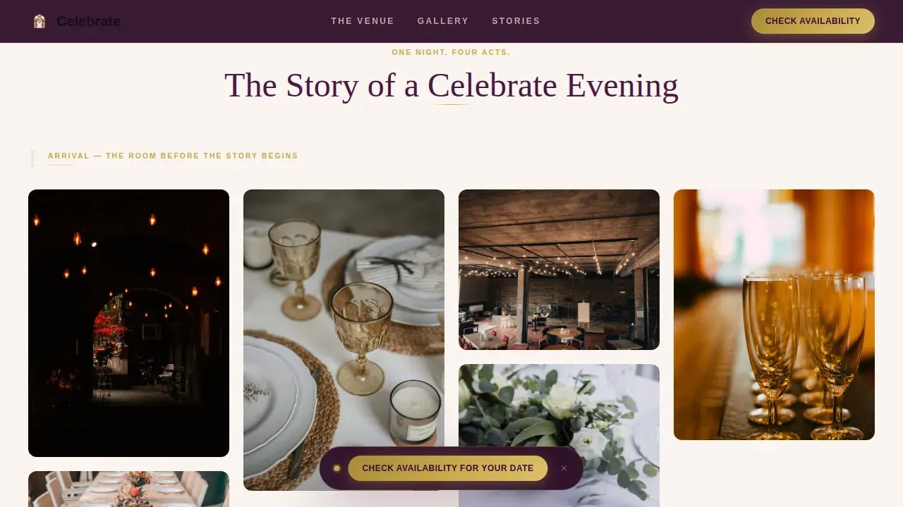 Premium Party Destination Landing Page Template
