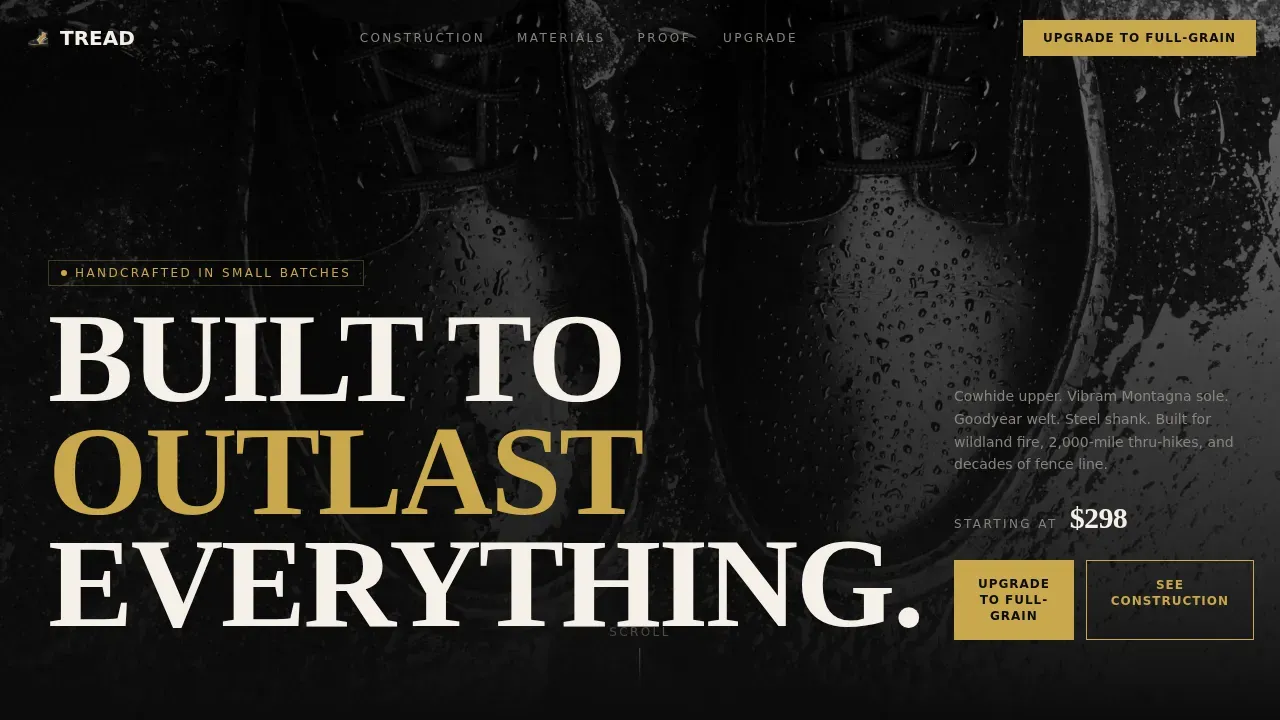 Premium Tactical Footwear Landing Page Template