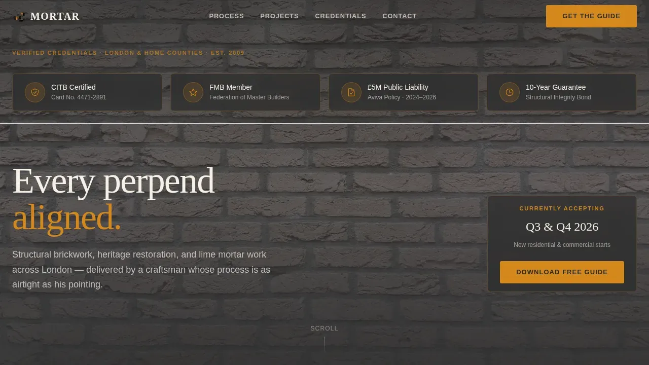 Certified Masonry Artisan Landing Page Template
