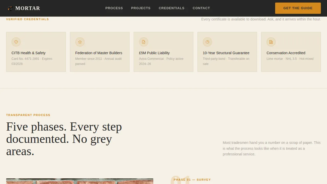 Certified Masonry Artisan Landing Page Template