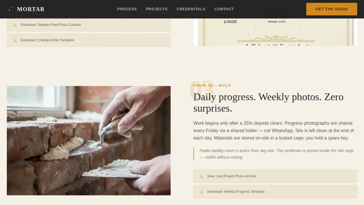 Certified Masonry Artisan Landing Page Template