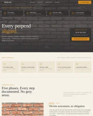 Certified Masonry Artisan Landing Page Template