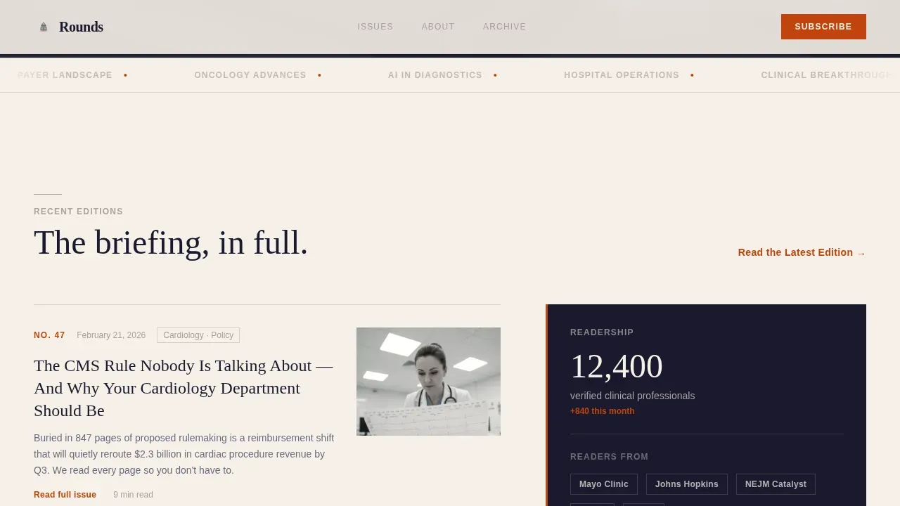 Clinical Medical Intelligence Landing Page Template