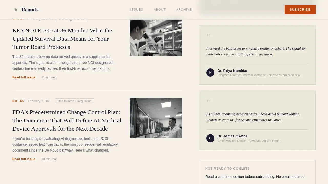 Clinical Medical Intelligence Landing Page Template
