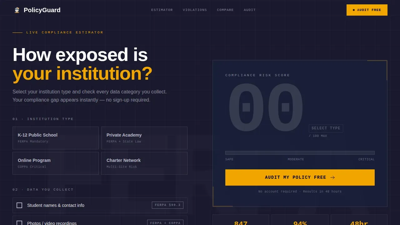 Comprehensive School Policy Landing Page Template