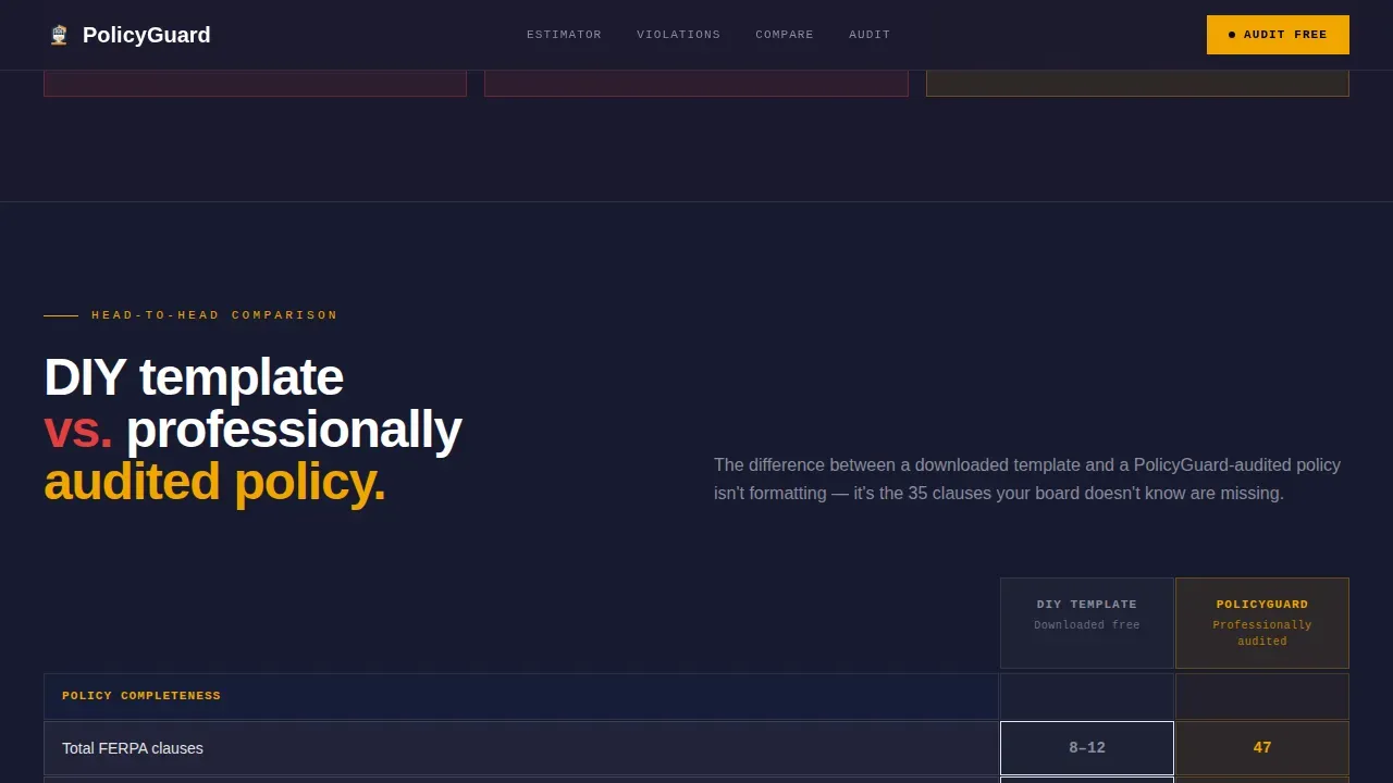 Comprehensive School Policy Landing Page Template