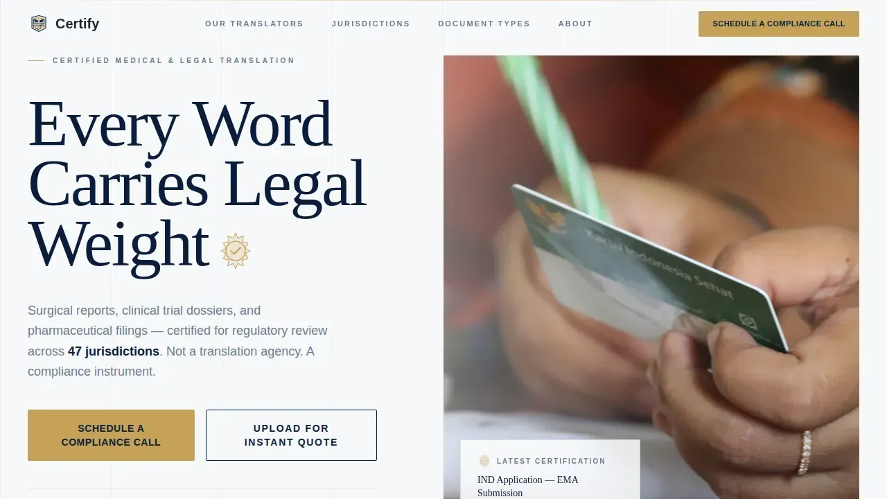 Expert Medical Translation Landing Page Template