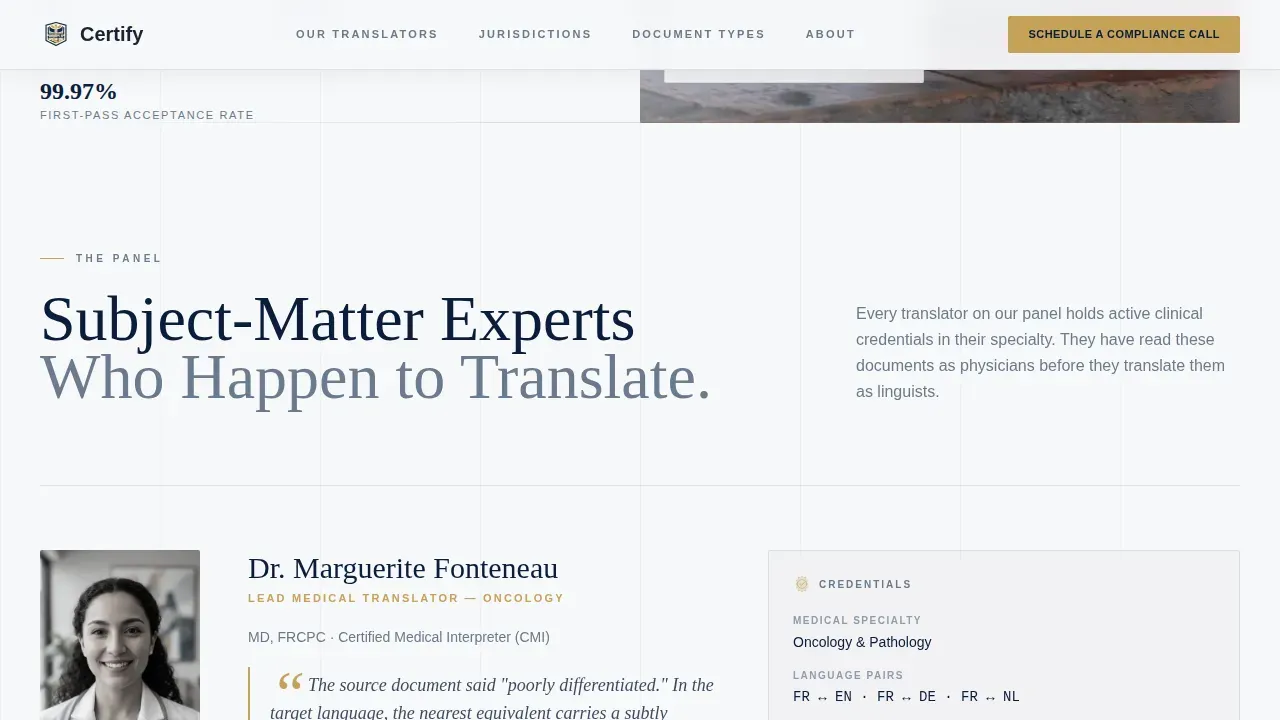Expert Medical Translation Landing Page Template