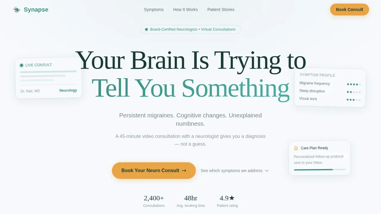 Expert Virtual Neurology Landing Page Template