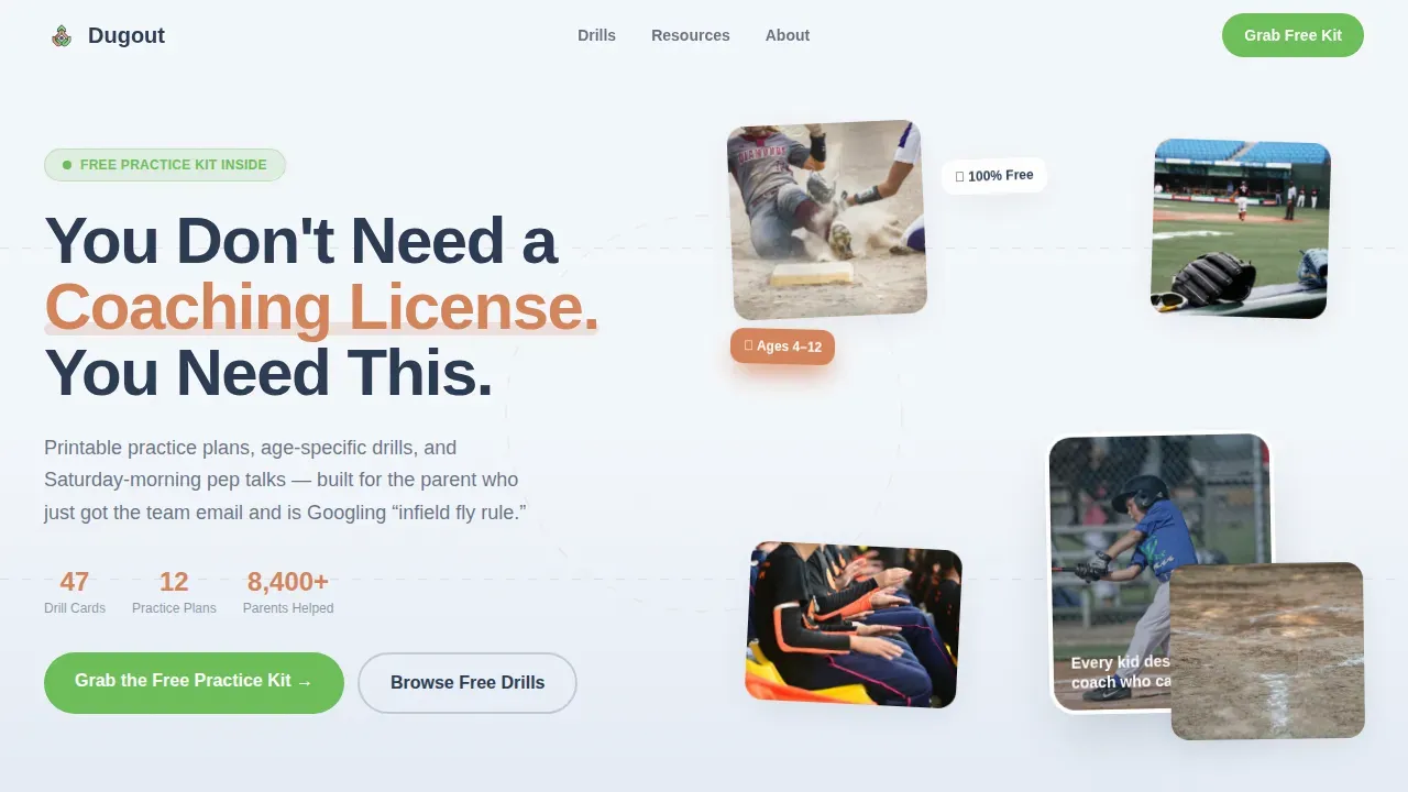 Accessible Youth Baseball Landing Page Template