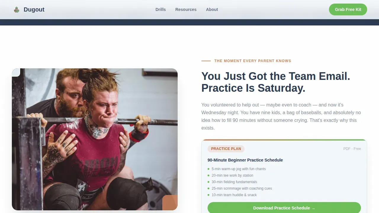 Accessible Youth Baseball Landing Page Template