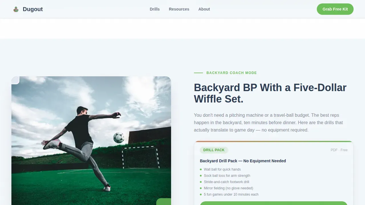 Accessible Youth Baseball Landing Page Template
