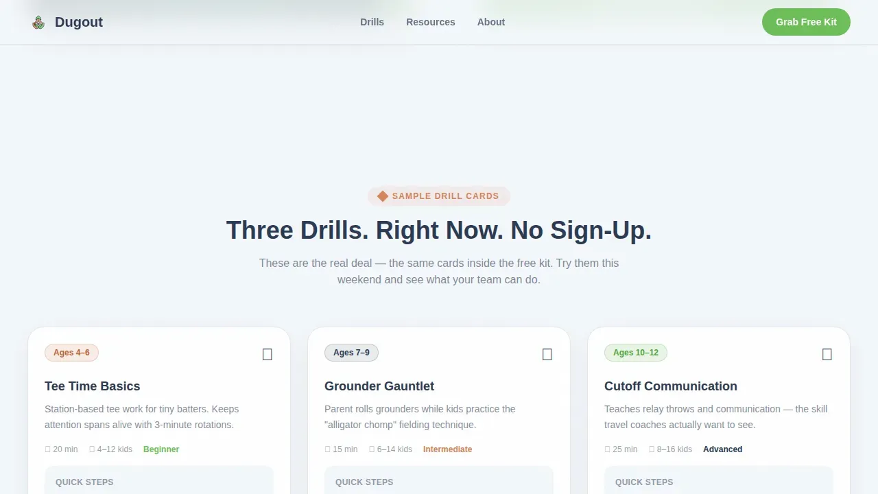 Accessible Youth Baseball Landing Page Template