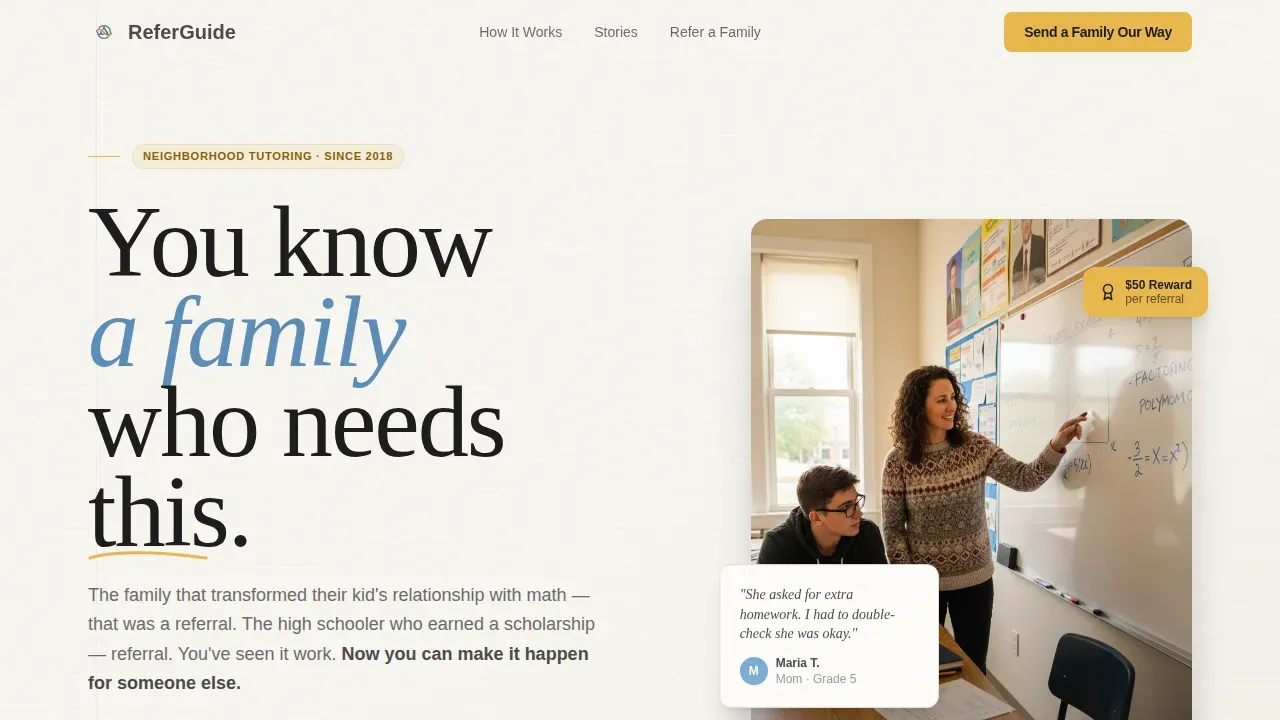 Tutoring Center Marketing Reviews & Social Proof Website Template