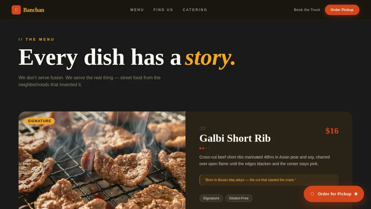 Bold Korean Mobile Cuisine Landing Page Template