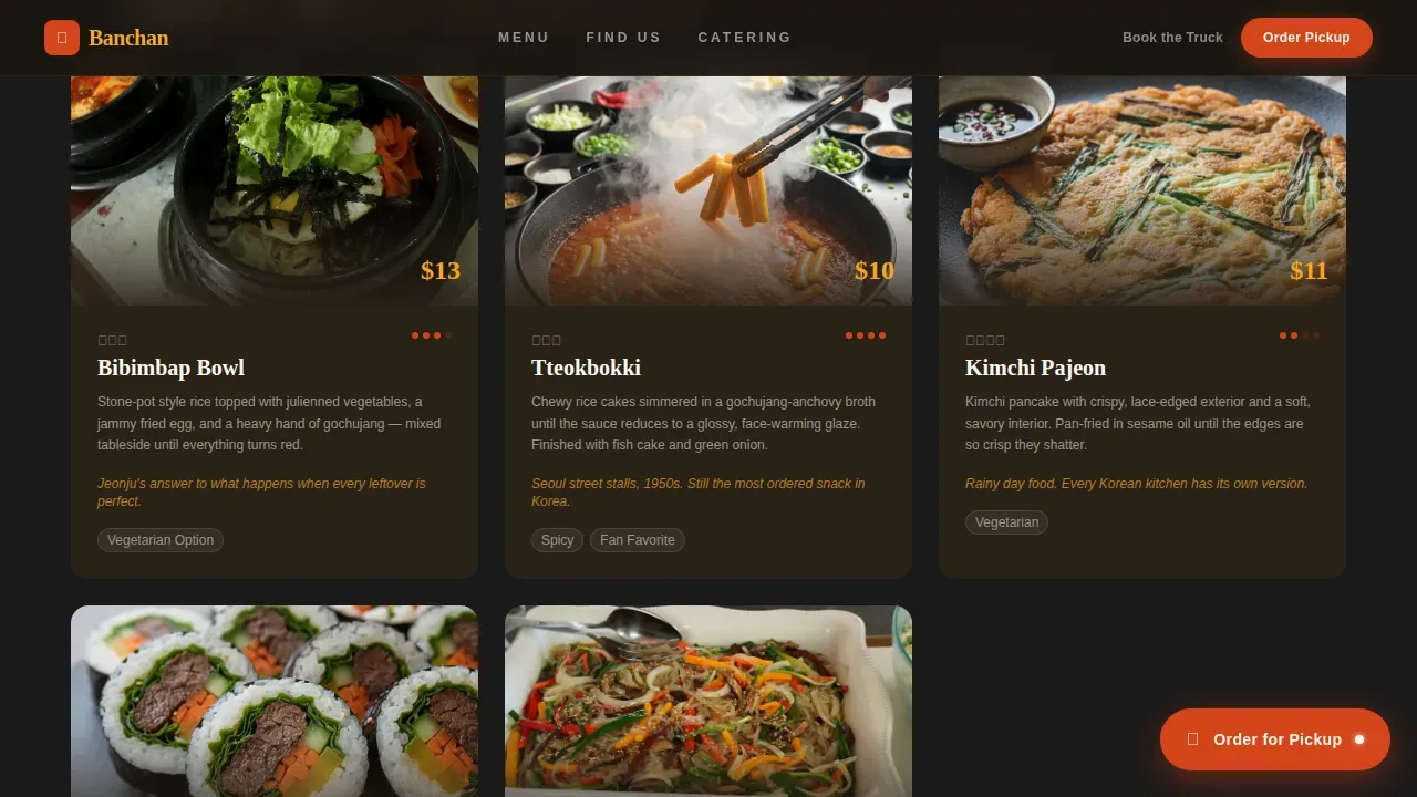 Bold Korean Mobile Cuisine Landing Page Template