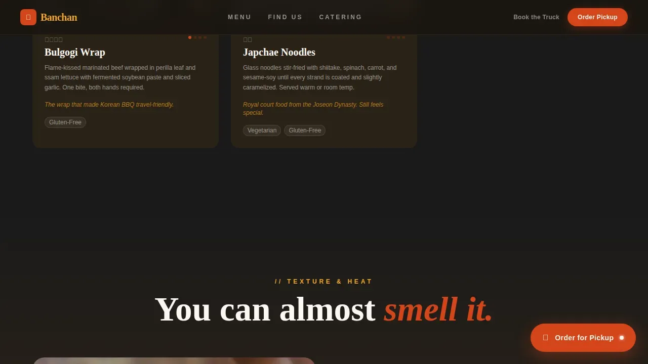Bold Korean Mobile Cuisine Landing Page Template