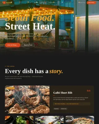 Bold Korean Mobile Cuisine Landing Page Template