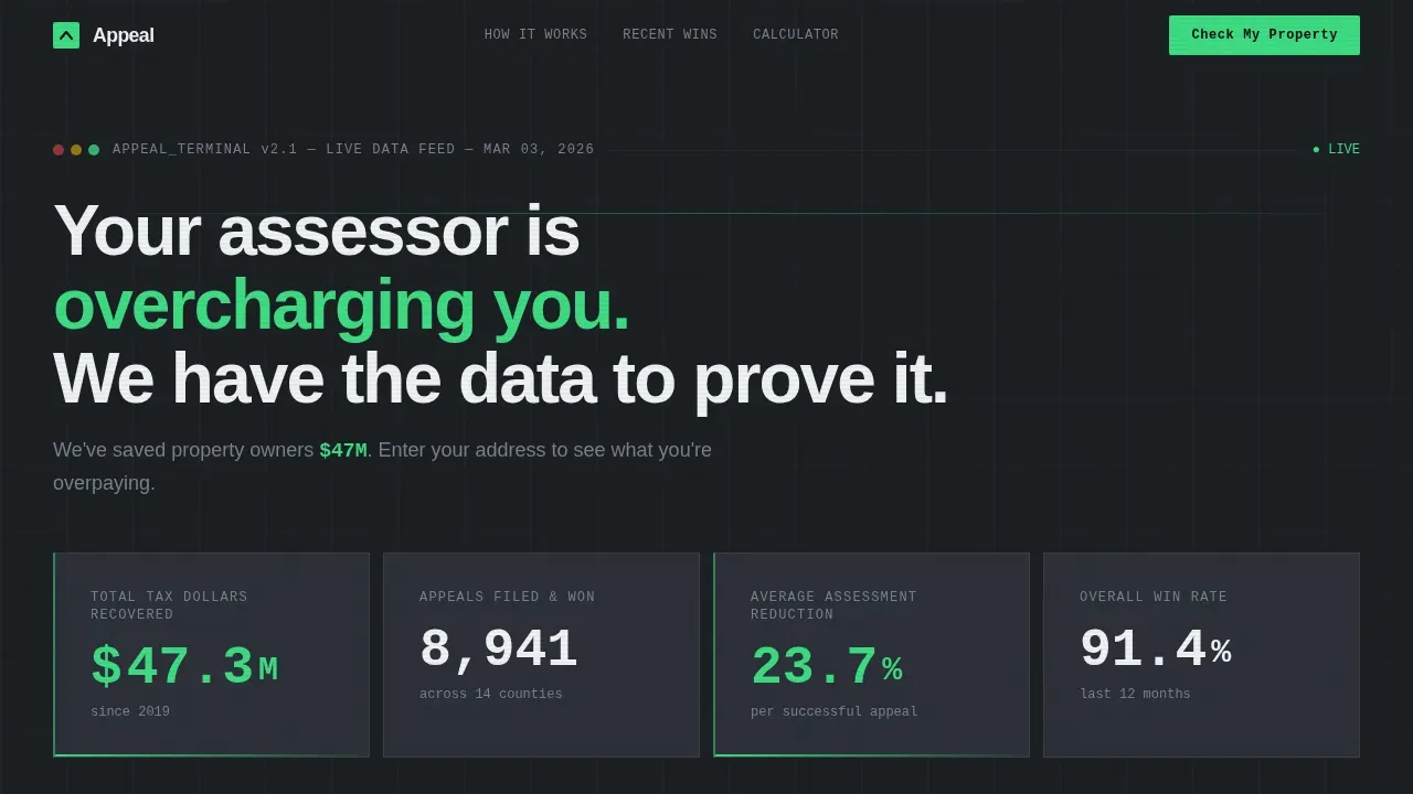 Data Command Property Tax Appeal Landing Page Template