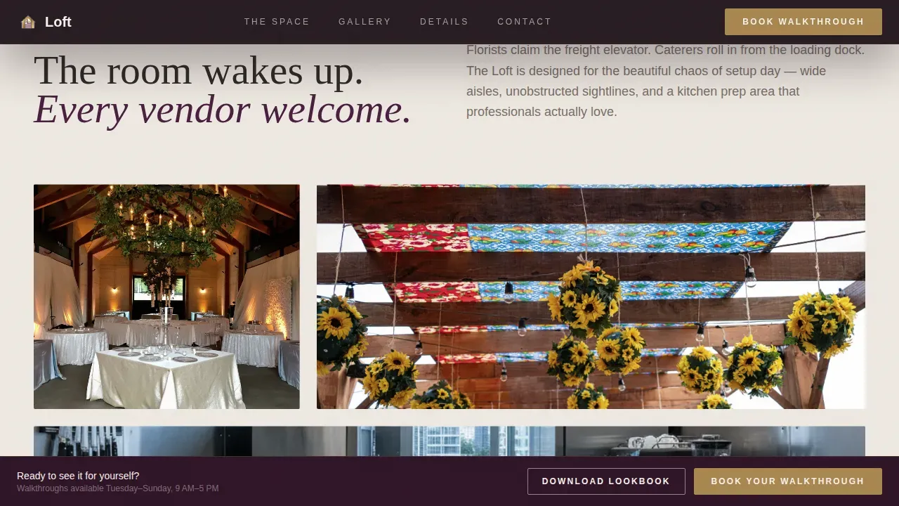 Industrial Venue Landing Page Template | Heritage Story