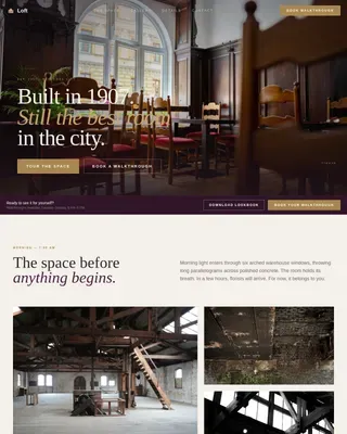 Industrial Venue Landing Page Template | Heritage Story