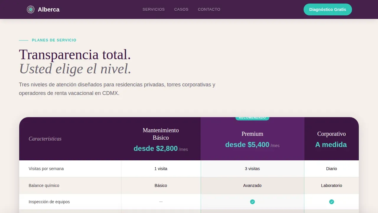 Pool Cleaning Comparison Landing Page Template