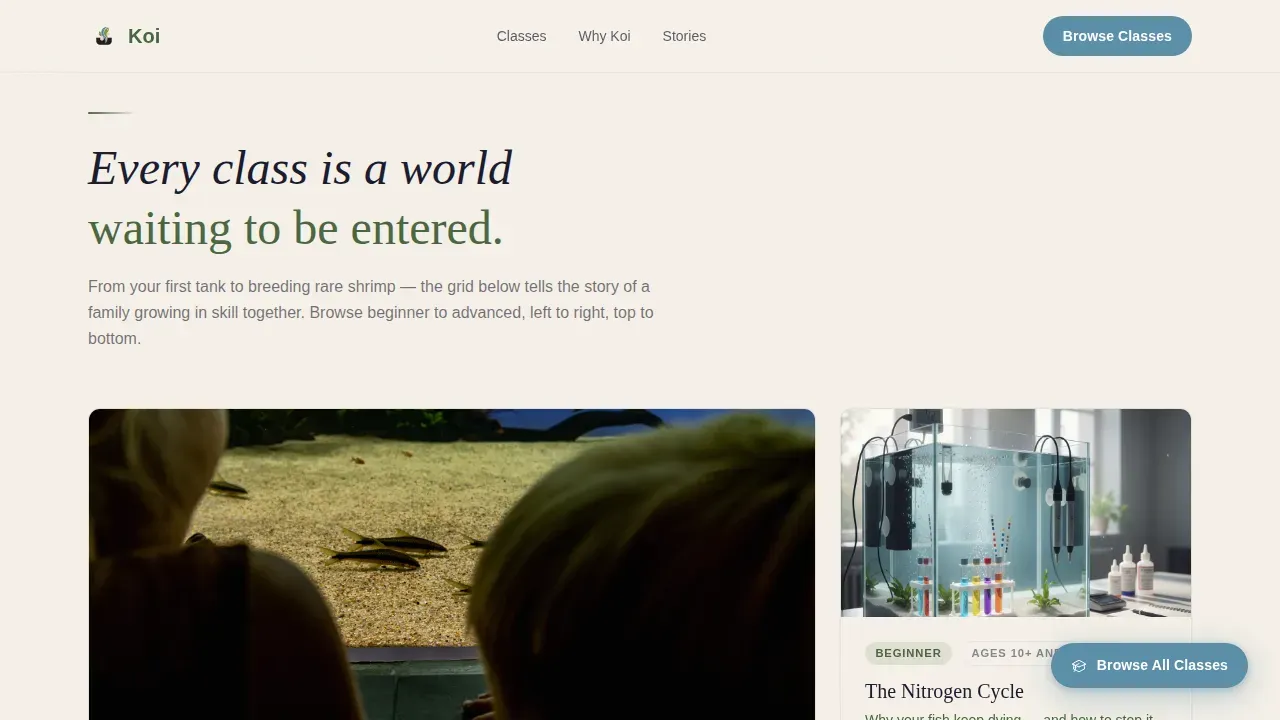 Aquarium Training School Landing Page Template