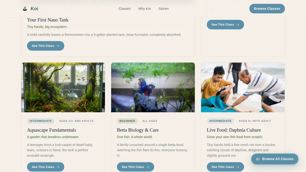 Aquarium Training School Landing Page Template