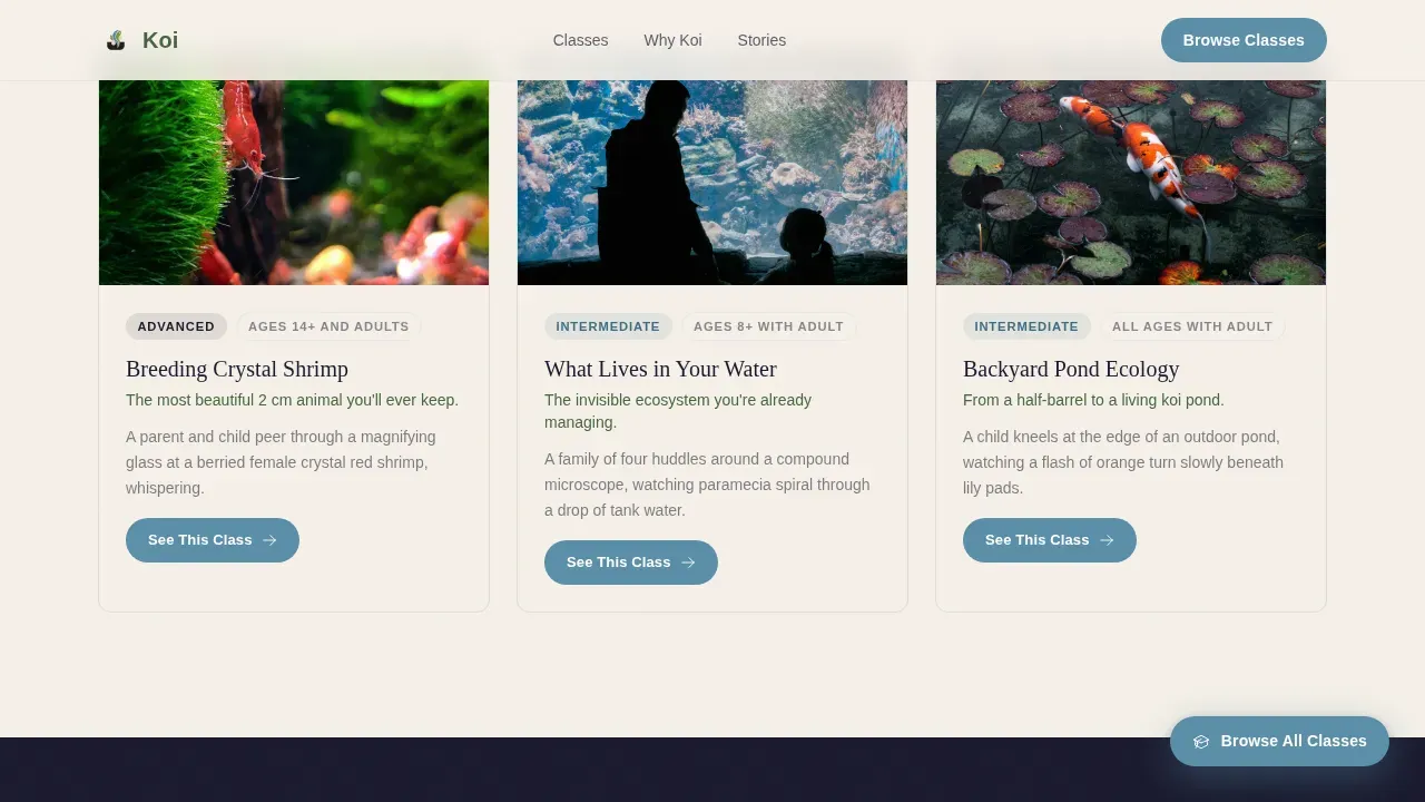 Aquarium Training School Landing Page Template