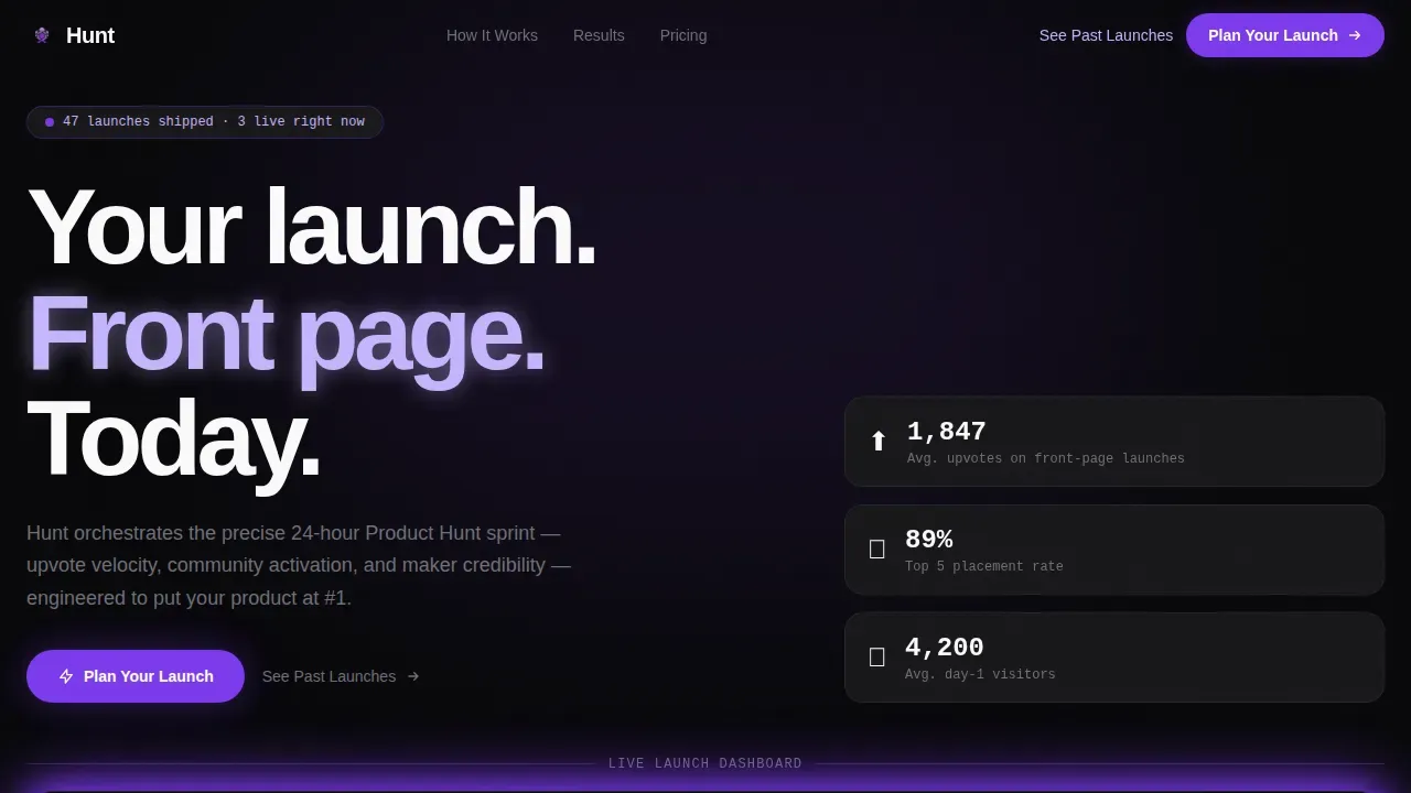 Live Launch Command Center Landing Page Template