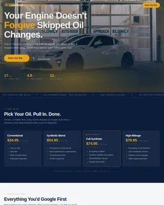 Oil Change Booking Landing Page Template