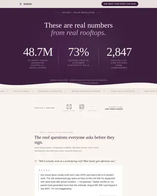 Solar Installer Customer Review Landing Page Template