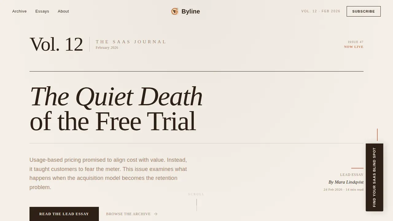 Editorial SaaS Insights Landing Page Template