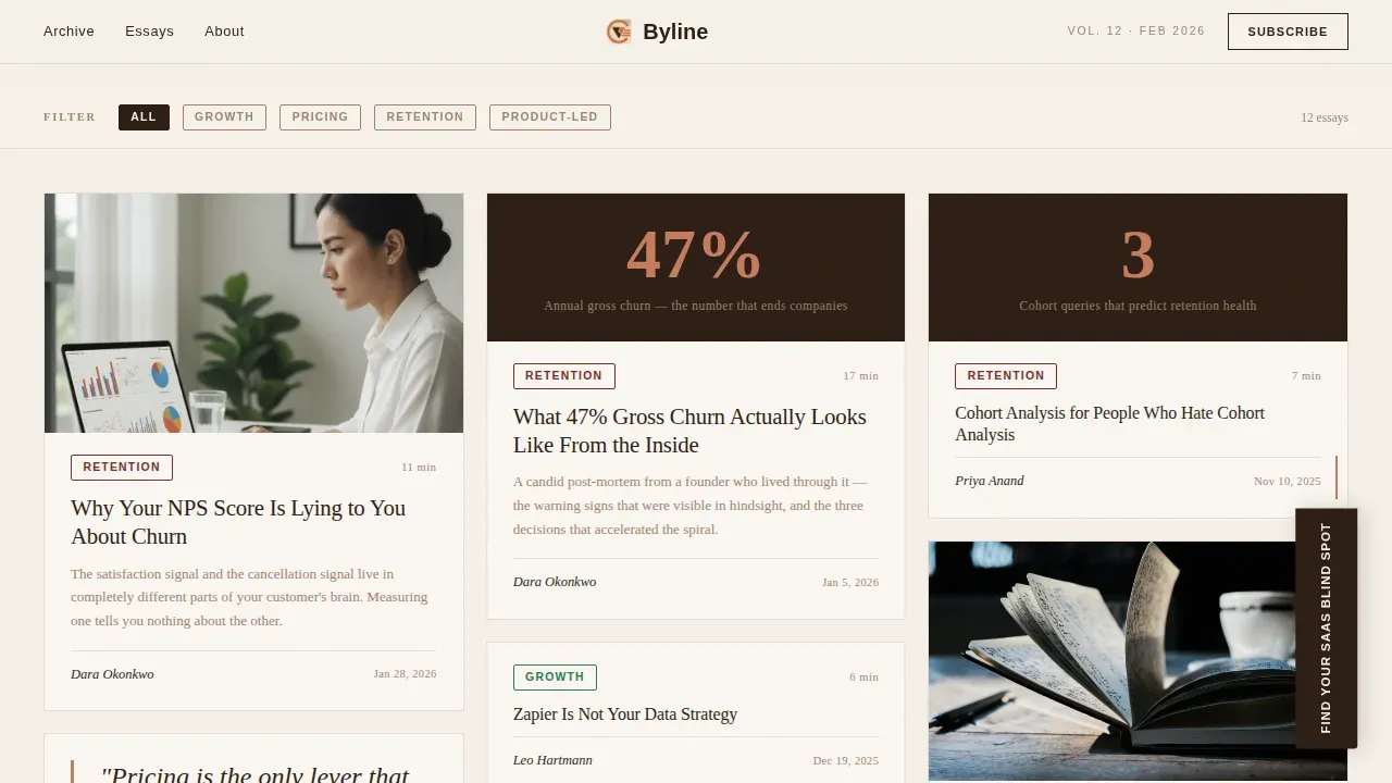 Editorial SaaS Insights Landing Page Template