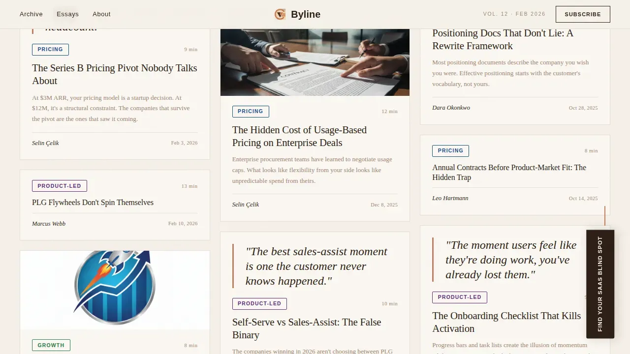 Editorial SaaS Insights Landing Page Template