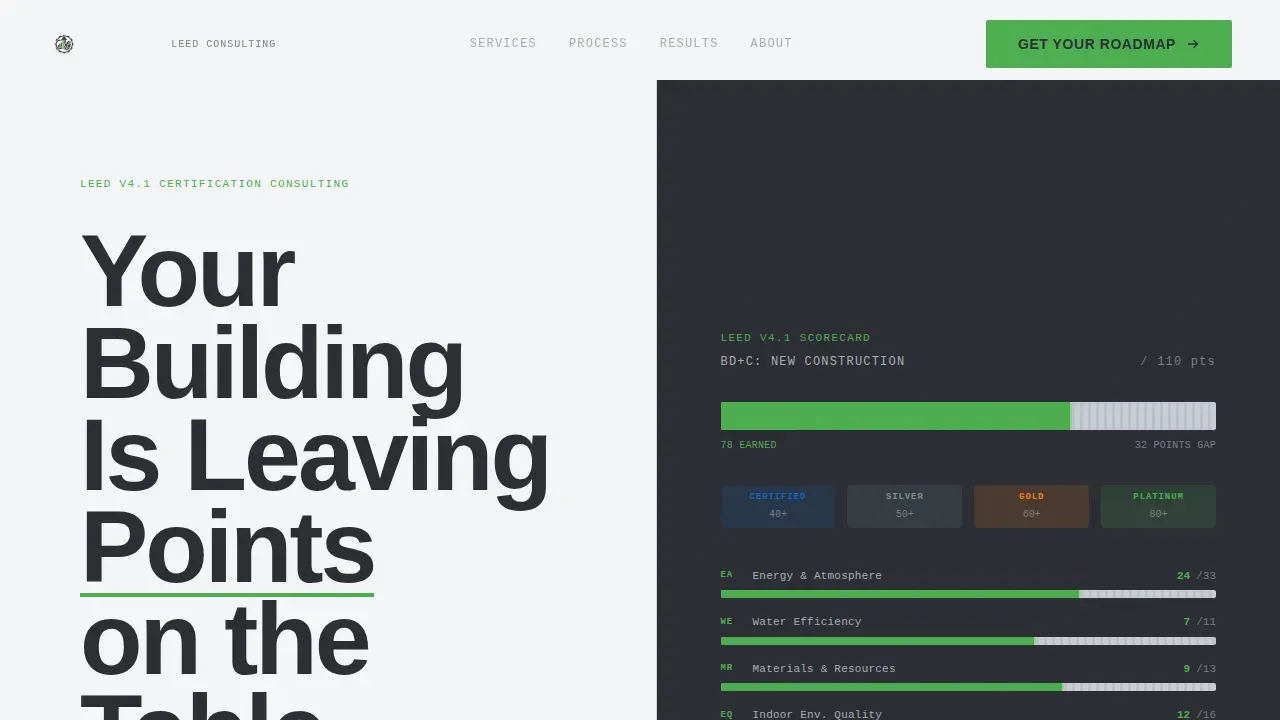 LEED Green Building Consulting Landing Page Template