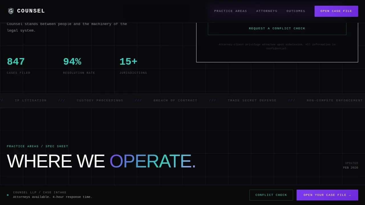 Bold Law Firm Data-Grid Evidence Website Template