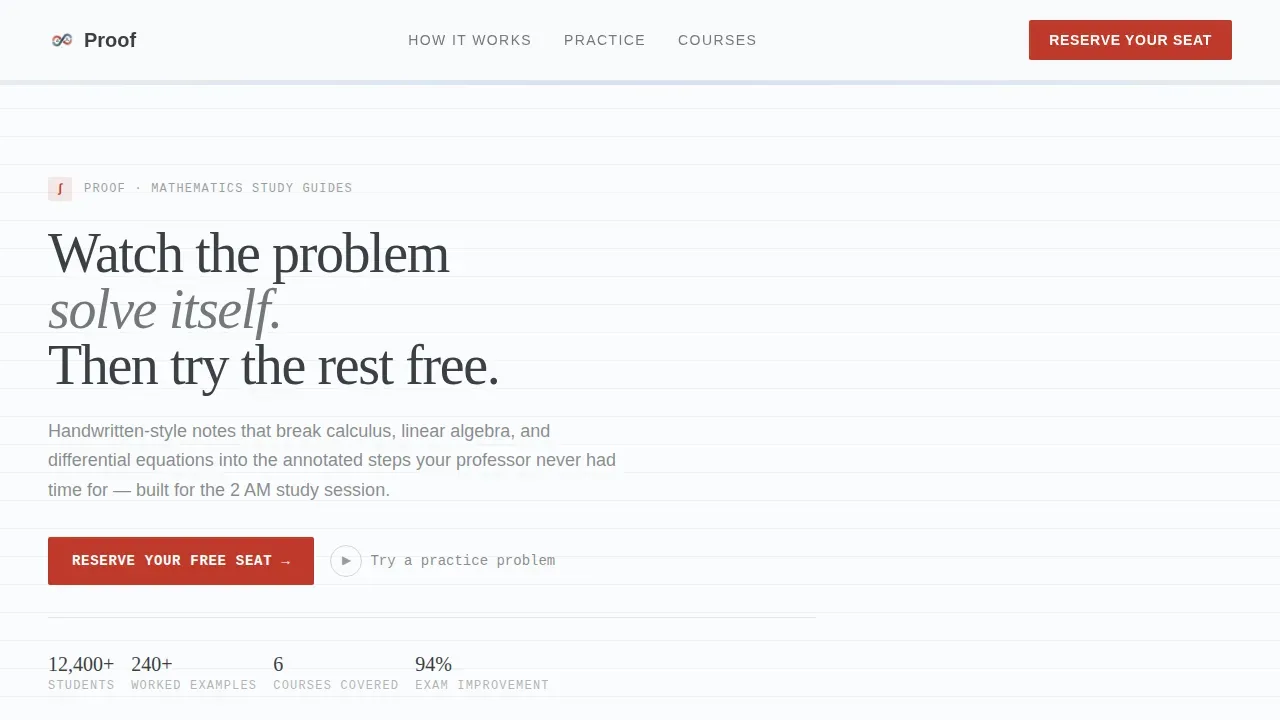 Precision Math Study Guide Landing Page Template
