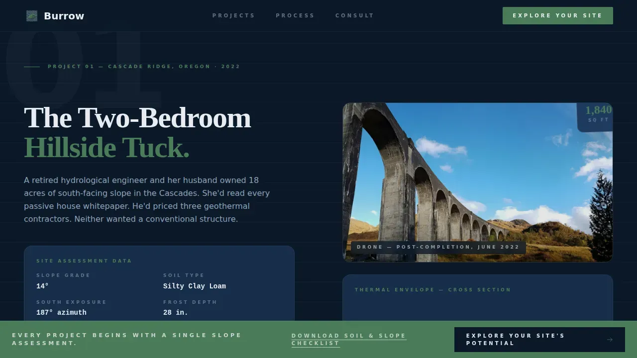 Earth-Sheltered Home Developer Landing Page Template