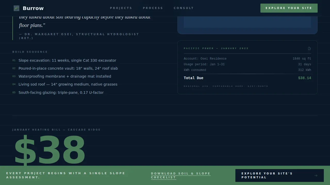 Earth-Sheltered Home Developer Landing Page Template
