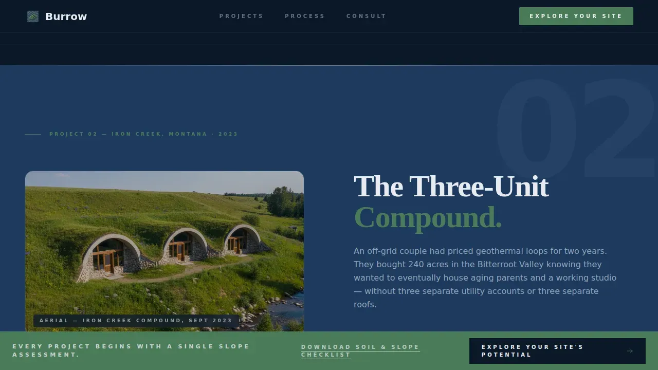 Earth-Sheltered Home Developer Landing Page Template