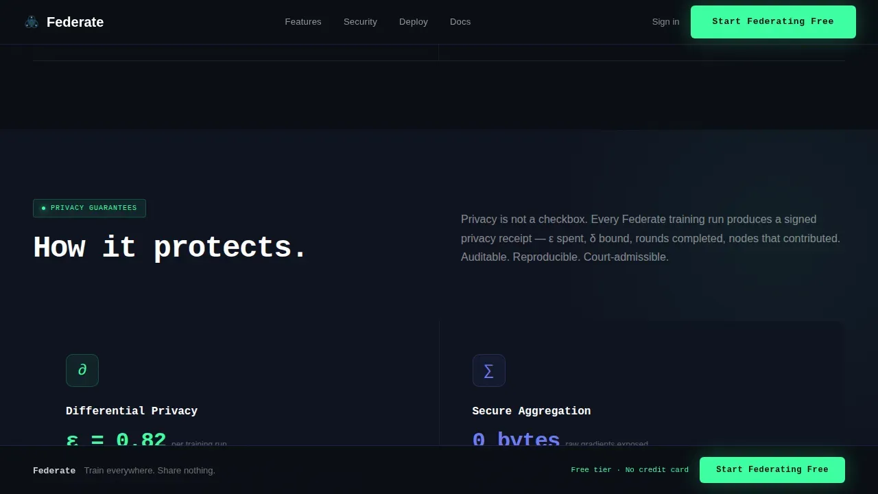 Privacy-First Federated Learning Platform Landing Page