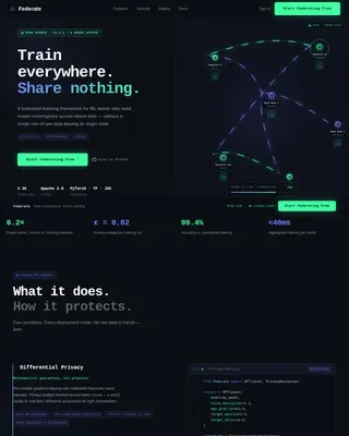 Privacy-First Federated Learning Platform Landing Page