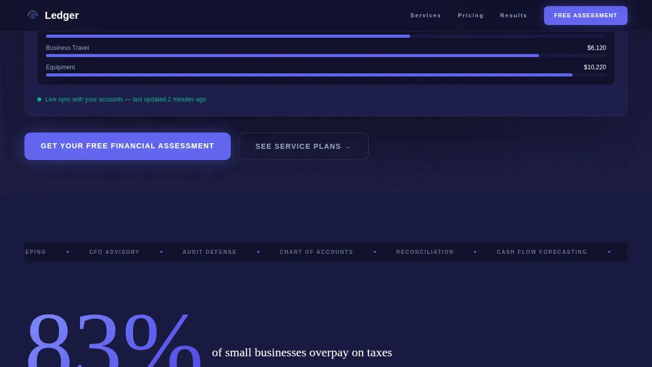 Specialist Accounting Digital Presence Pricing & Packages Website Template