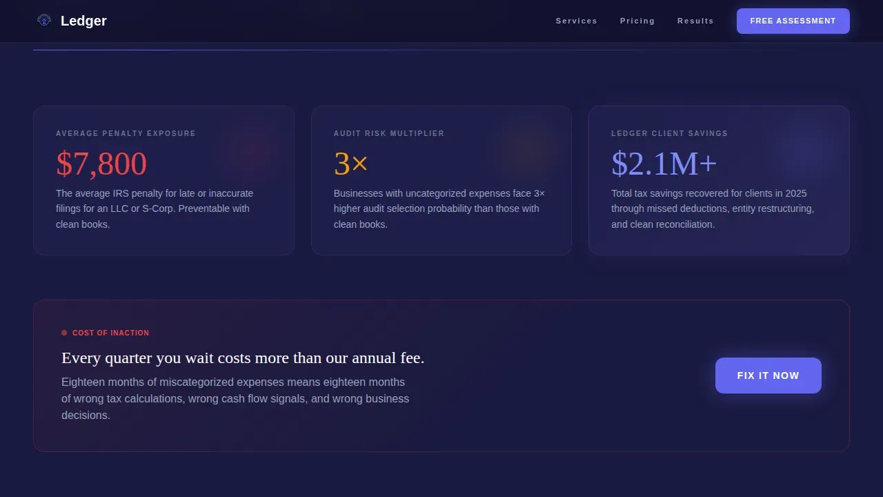 Specialist Accounting Digital Presence Pricing & Packages Website Template