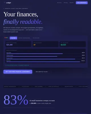 Specialist Accounting Digital Presence Pricing & Packages Website Template