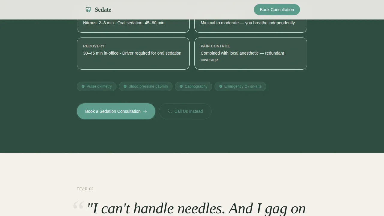 Local Sedation Dentist Appointment Booking Website Template