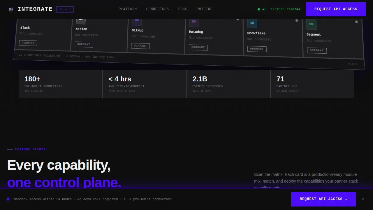 Bold Brutalist Partner Integration Portal Landing Page