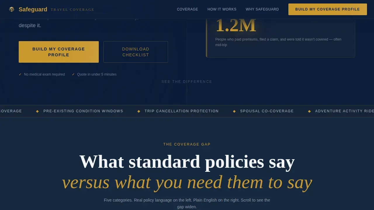 Pre-Retiree Travel Insurance Landing Page Template