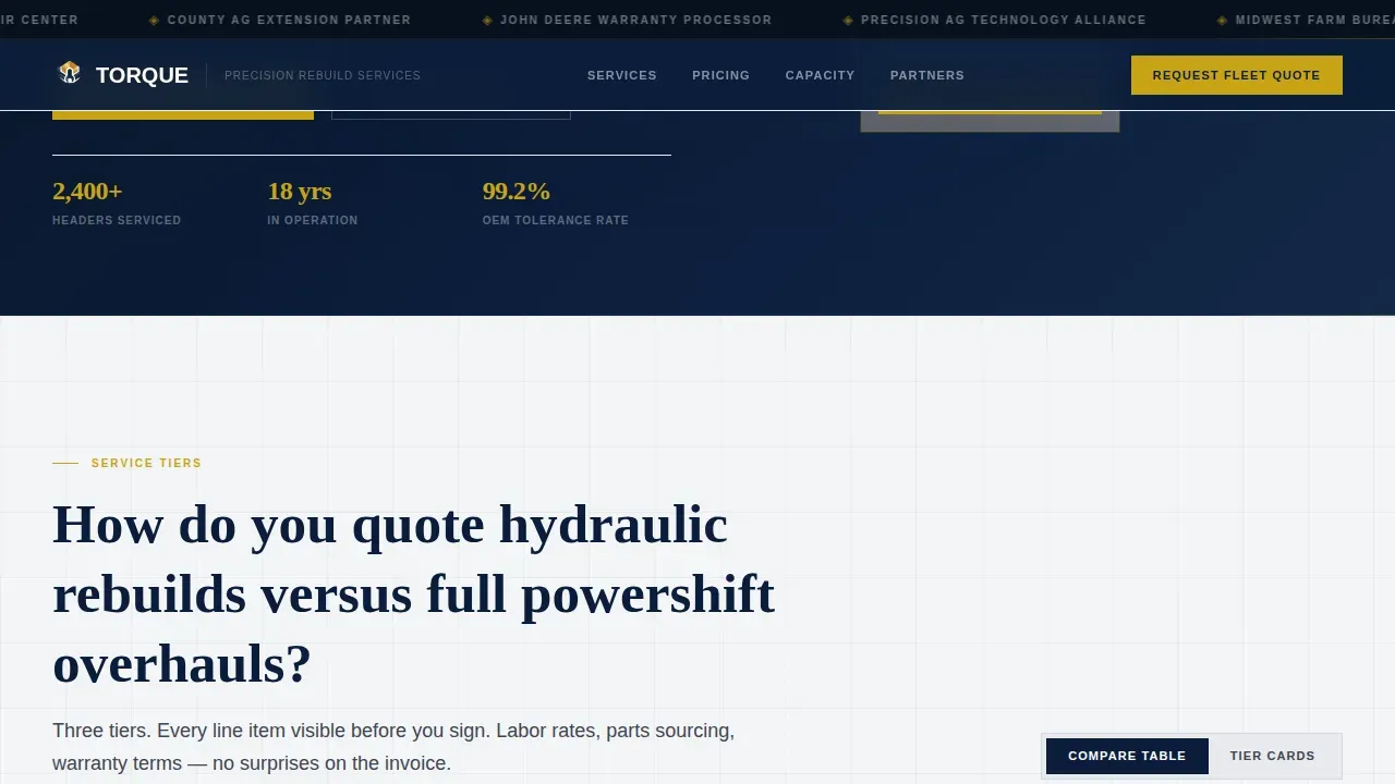 Flat-Rate Fleet Maintenance Quote Request Landing Page